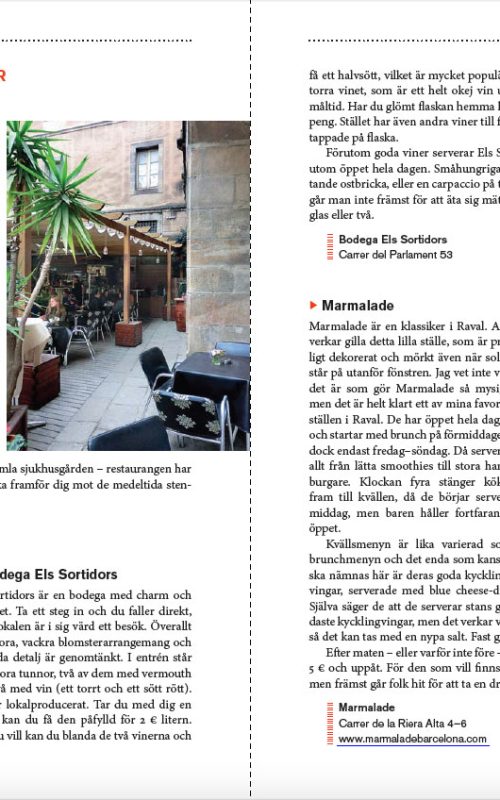 Uppslag från guideboken Mitt Barcelona - 98 fantastiska restauranger