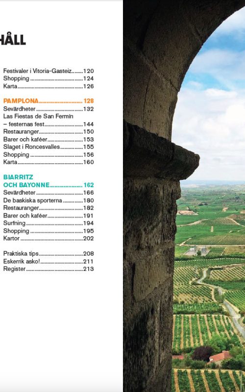 Uppslag från guideboken Mitt Baskien - 220 fullmatade sidor om Baskien