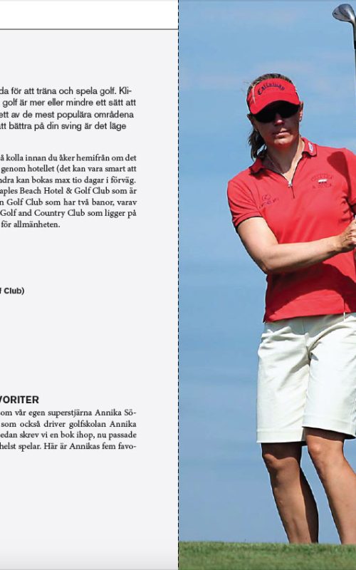 Uppslag från guideboken Mitt Florida om Annika Sörenstam och golf i Naples