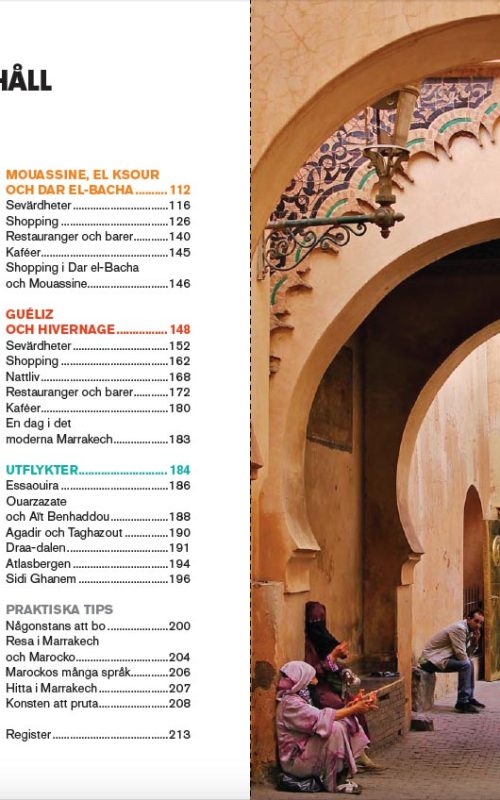 Uppslag från guideboken Mitt Marrakech
