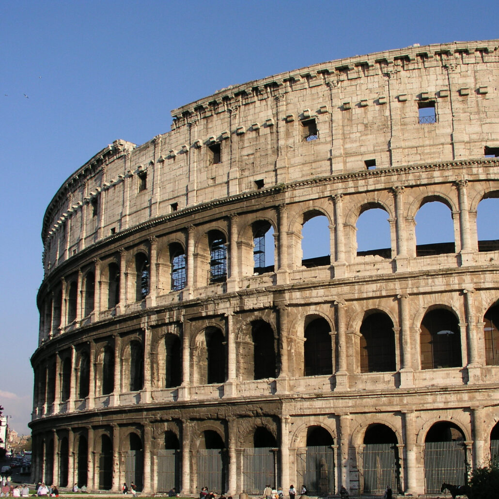 Colosseum, närbild på antik ruin, Rom