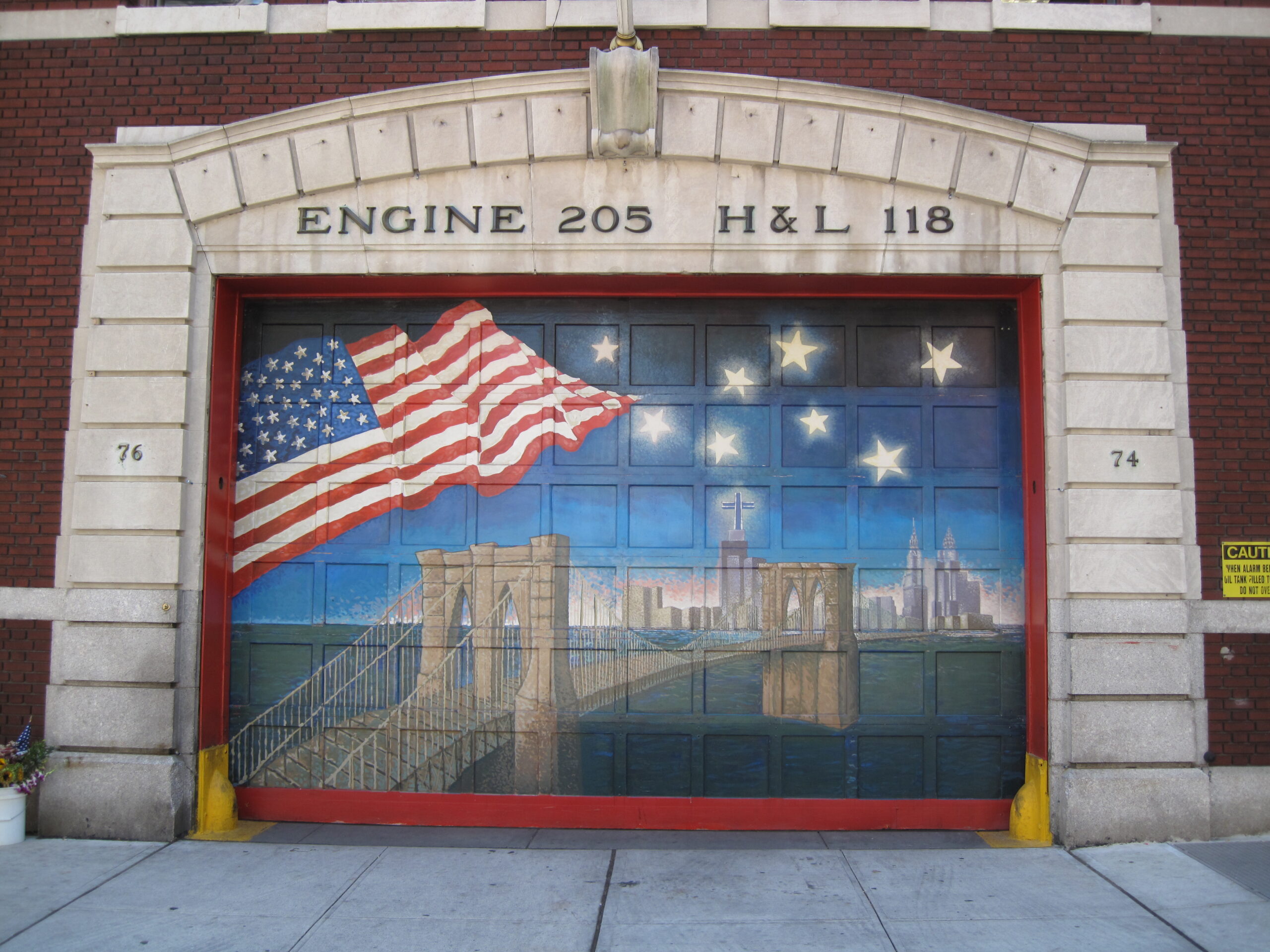 Stadsvy, New York, flagga, mural
