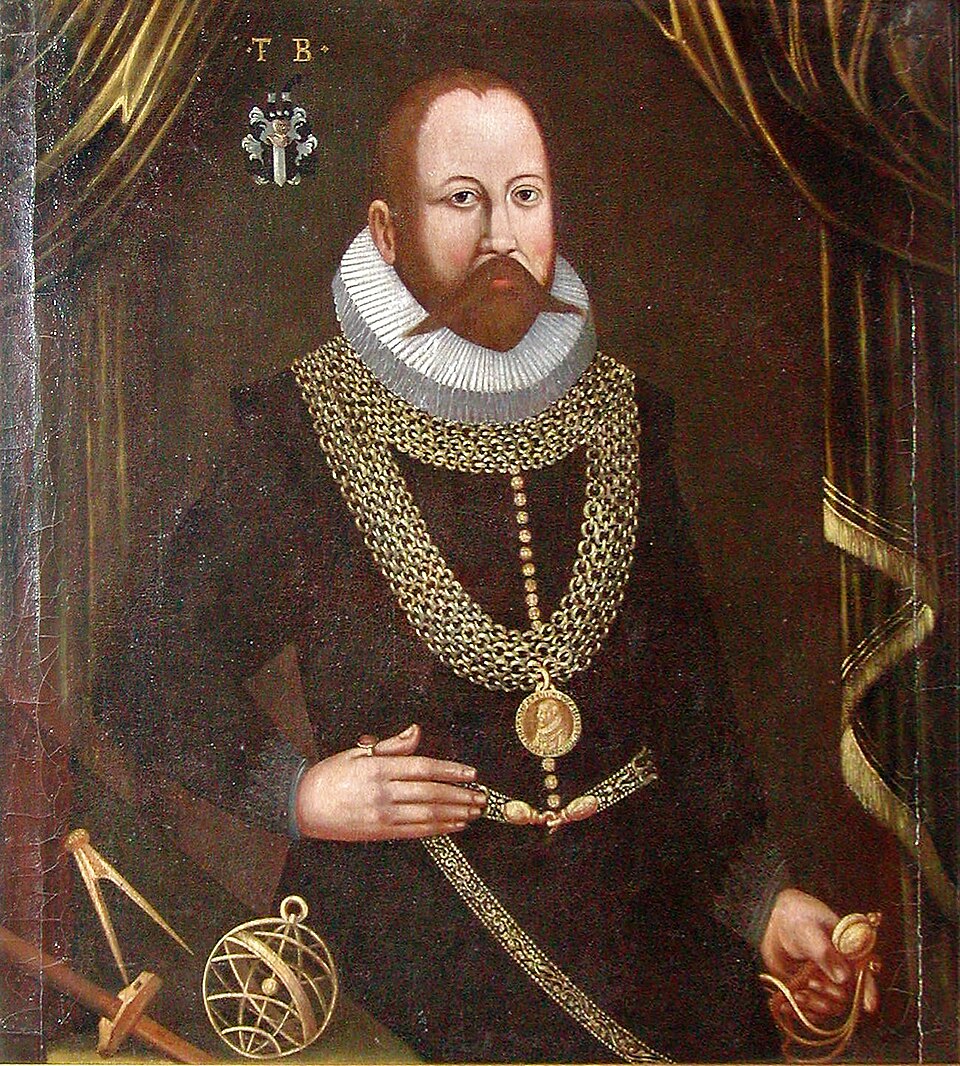 Målning, porträtt av Tycho Brahe.